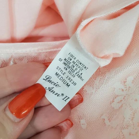 Vintage Lucie Ann II Made in the USA Satin Flannel Lined Lace Nightgown SZ M NWT